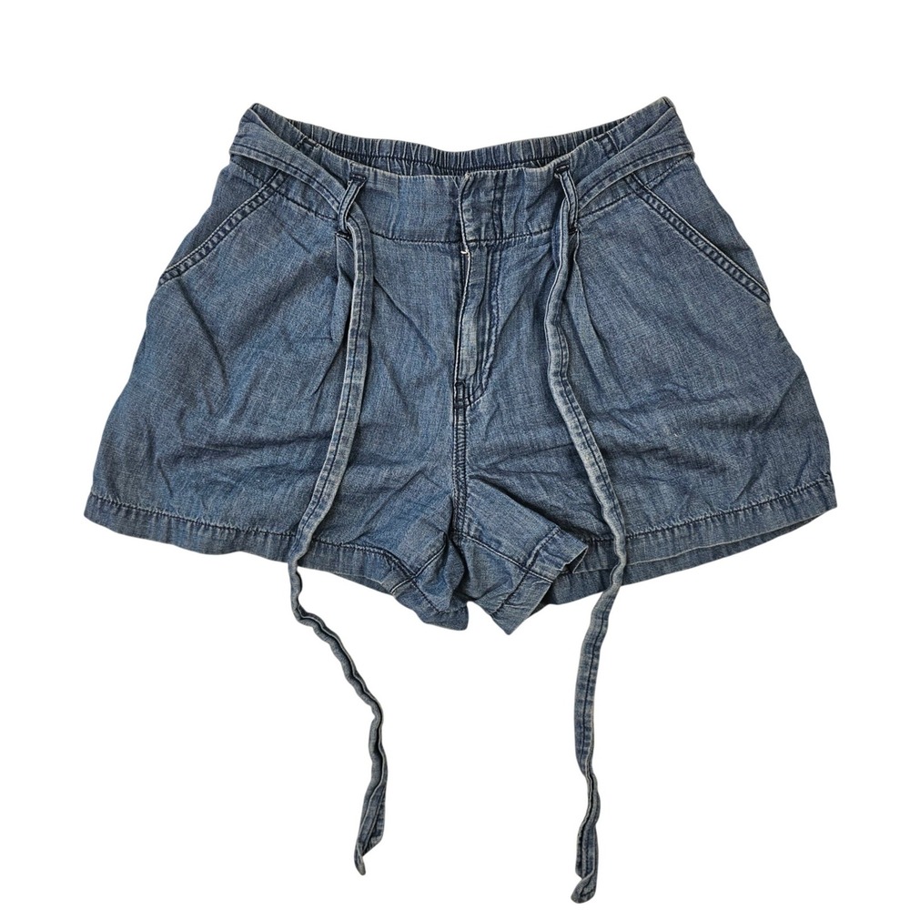 Gap Womens Blue Chambray Denim Drawstring Shorts Elastic Waist SizeSmall Regular